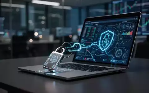 Ein moderner Sicherheitsschlüssel für die Zwei-Faktor-Authentifizierung steckt in einem Laptop in einem Büro. - Foto: über boerse-global.de