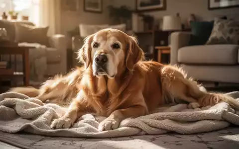Ein entspannter, älterer Hund liegt auf einer weichen Decke in einem sonnendurchfluteten Raum. - Foto: über boerse-global.de