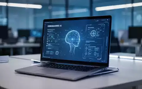 Ein moderner Laptop zeigt eine minimalistische KI-Benutzeroberfläche in einer professionellen Arbeitsumgebung. - Foto: über boerse-global.de