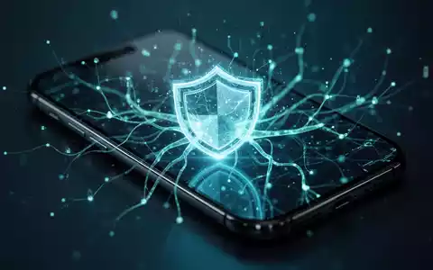 Abstraktes digitales Schutzschild-Symbol auf einem Smartphone-Bildschirm visualisiert KI-basierte Cybersicherheit. - Foto: über boerse-global.de