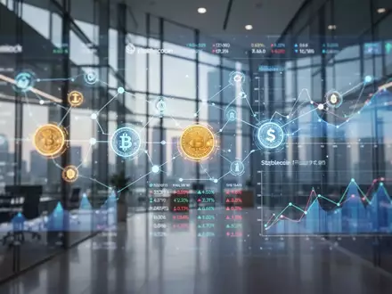 Digitale Finanzdiagramme und Kryptowährungs-Knoten in einem modernen Büro, die PayPal-Infrastruktur darstellen. - Foto: über boerse-global.de