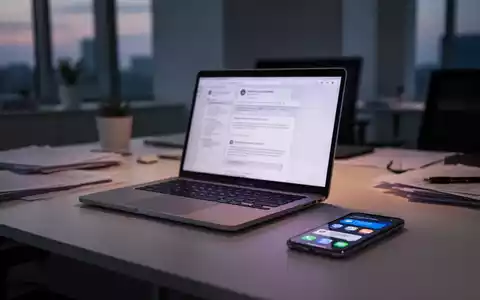 Ein moderner Schreibtisch bei Dämmerung mit Laptop und Smartphone als Symbol für die ständige digitale Erreichbarkeit. - Foto: über boerse-global.de