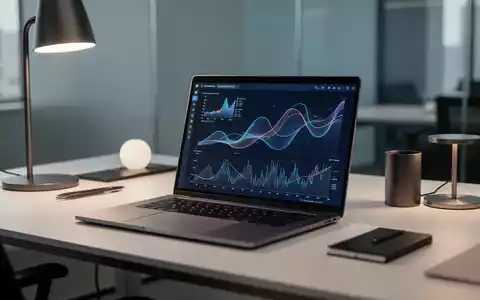 Moderner Büroarbeitsplatz mit Laptop und Datenvisualisierungen zur Darstellung von KI-gestützter Produktivität. - Foto: über boerse-global.de