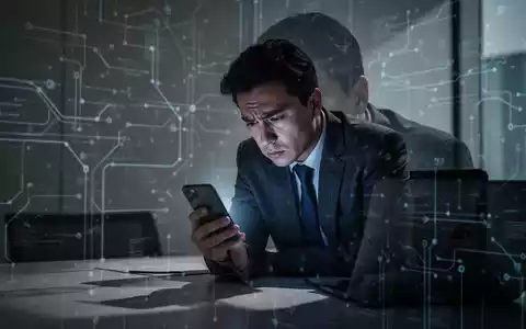 Eine frustrierte Person blickt auf ein leuchtendes Smartphone in einer minimalistischen Büroumgebung. - Foto: über boerse-global.de