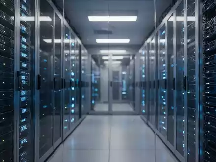 Modernes Rechenzentrum mit leuchtenden Server-Racks als Symbol für digitale Infrastruktur. - Foto: über boerse-global.de