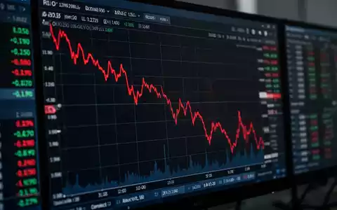 Ein fallender Aktienkursverlauf auf einem Finanzmonitor. - Foto: über boerse-global.de