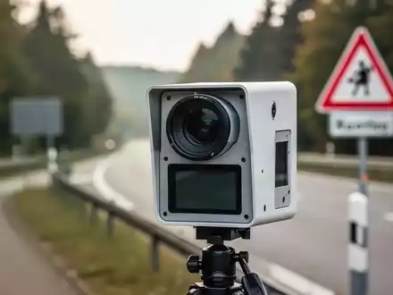 Ein mobiles Geschwindigkeitsmessgerät am Straßenrand zur Überwachung der Verkehrssicherheit. - Foto: über boerse-global.de