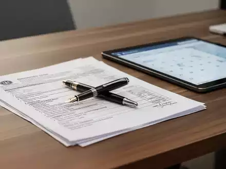Schreibtisch mit Steuerunterlagen, Füller und Kalender als Symbol für die Einkommensteuererklärung. - Foto: über boerse-global.de
