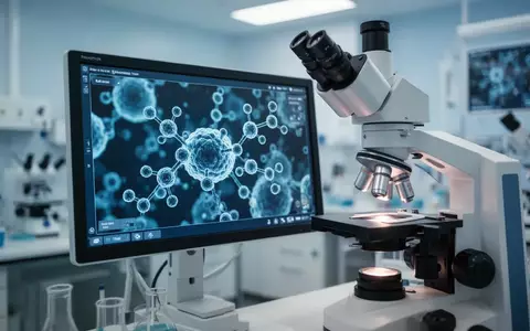Digitales Mikroskopbild von biologischen Zellstrukturen in einem medizinischen Forschungslabor. - Foto: über boerse-global.de