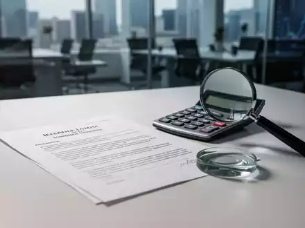 Ein Schreibtisch mit Dokumenten, einem Taschenrechner und einer Lupe als Symbol für die Prüfung von Lohnvorschriften. - Foto: über boerse-global.de