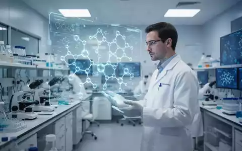 Wissenschaftler in einem modernen Labor betrachtet eine digitale Datenvisualisierung medizinischer Molekülstrukturen. - Foto: über boerse-global.de