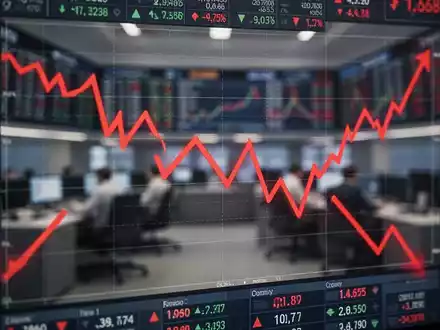 Roter Abwärtstrend eines Aktienkurses auf einem digitalen Finanzmarkt-Display - Foto: über boerse-global.de