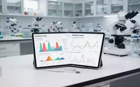 Digitale Grafiken zu Stoffwechseldaten auf einem Tablet in einem modernen medizinischen Forschungslabor. - Foto: über boerse-global.de