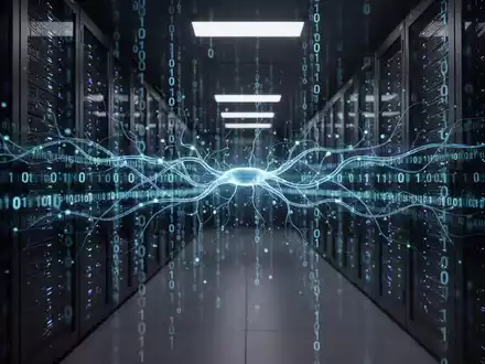 Digitale Darstellung eines neuronalen Netzes und binärer Datenströme als Symbol für die Cyber-Bedrohung durch KI. - Foto: über boerse-global.de