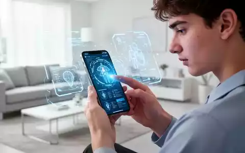 Junge Person nutzt ein Smartphone mit einer holografischen medizinischen Datenschnittstelle zur Gesundheitsberatung. - Foto: über boerse-global.de