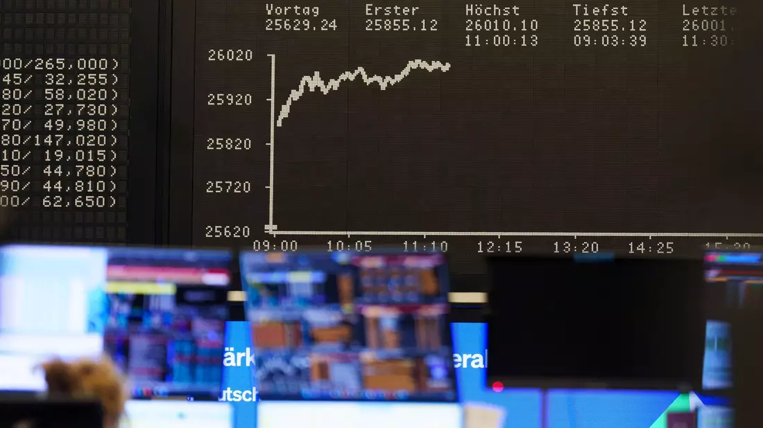Der deutsche Börsen-Leitindex hat erstmals die Marke der 26.000 Punkte geknackt.  - Bild: Andreas Arnold/dpa