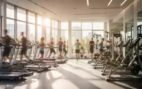 Modernes Fitnessstudio mit hellem Sonnenlicht und Trainingsgeräten an einem Sommertag. - Foto: über boerse-global.de