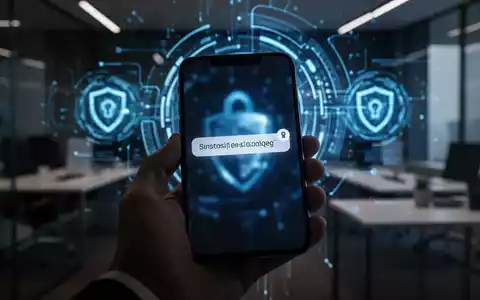 Ein Smartphone in einer Hand zeigt eine verdächtige Benachrichtigung vor einem verschwommenen, digitalen Hintergrund. - Foto: über boerse-global.de