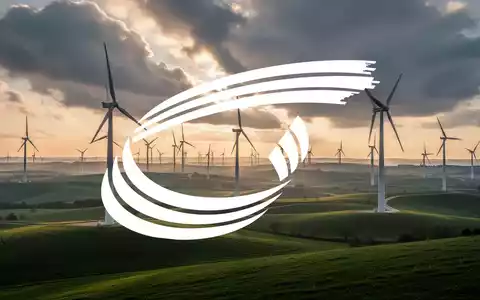 Moderne Windkraftanlagen in einer grünen Hügellandschaft bei Sonnenuntergang. - Foto: über boerse-global.de
