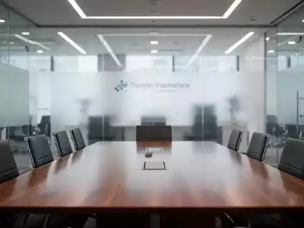 Modernes, minimalistisches Büro in einem Pharmaunternehmen mit Fokus auf einem Konferenztisch. - Foto: über boerse-global.de