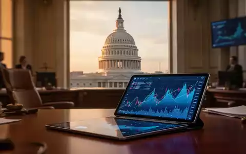 US-Kapitol mit digitalen Datenvisualisierungen zu KI-Softwareausgaben im Vordergrund. - Foto: über boerse-global.de