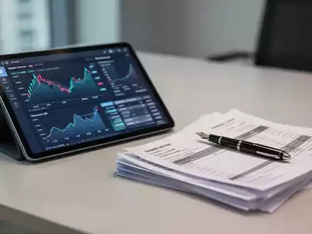 Ein Schreibtisch mit Rechnungen und einem Tablet, auf dem Finanzdaten analysiert werden. - Foto: über boerse-global.de