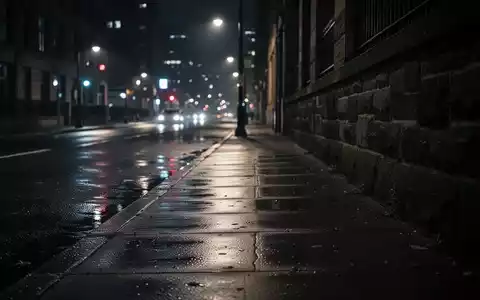 Dunkle, menschenleere städtische Straße bei Nacht mit atmosphärischer Beleuchtung und einer Steinmauer im Hintergrund. - Foto: über boerse-global.de