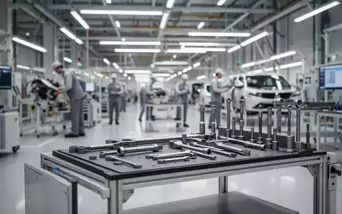 Arbeitsplatz in einer modernen Automobilfabrik mit Fokus auf die industrielle Fertigungsumgebung. - Foto: über boerse-global.de
