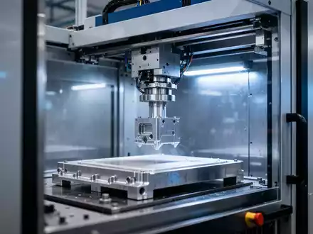 Industrieller 3D-Drucker in einer modernen Fertigungsumgebung mit Fokus auf Präzision und Arbeitssicherheit. - Foto: über boerse-global.de