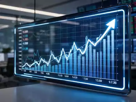 Digitale Aktienkurstafel mit steigenden Kurven in einem modernen Finanzbüro. - Foto: über boerse-global.de