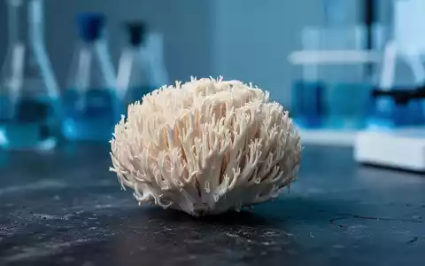 Ein frischer Löwenmähne-Pilz auf einem Labortisch als Symbol für neurowissenschaftliche Forschung zur Alzheimer-Prävention. - Foto: über boerse-global.de