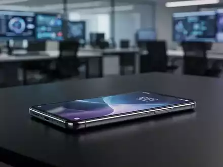 Ein modernes Xiaomi Smartphone auf einem Schreibtisch vor einem verschwommenen Büro-Hintergrund. - Foto: über boerse-global.de