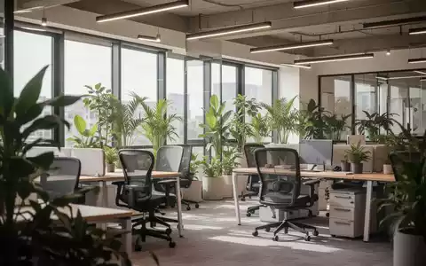 Moderner, ergonomisch gestalteter Coworking-Arbeitsplatz mit viel Tageslicht und Pflanzen in einem Bürogebäude. - Foto: über boerse-global.de