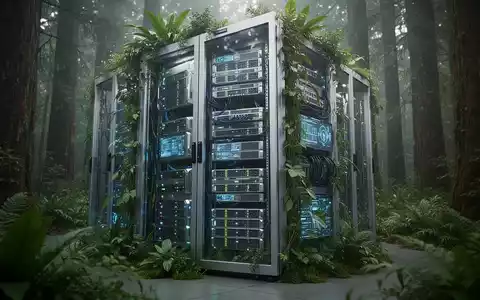 Ein Serverraum, der mit grünen Pflanzen kombiniert ist, um die Verbindung von digitaler Infrastruktur und Klimaschutz darzustellen. - Foto: über boerse-global.de