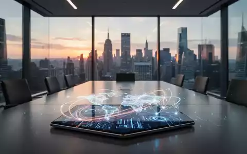 Ein modernes Büro mit einem Tablet, das globale digitale Netzwerkverbindungen und Finanzdatenströme anzeigt. - Foto: über boerse-global.de