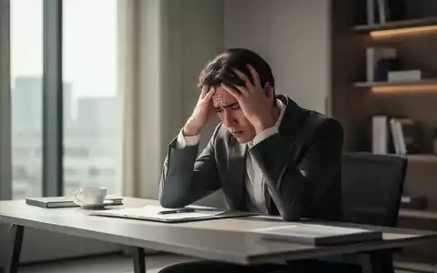 Eine gestresste Person an einem modernen Schreibtisch in einem Homeoffice, die sich erschöpft an den Kopf fasst. - Foto: über boerse-global.de