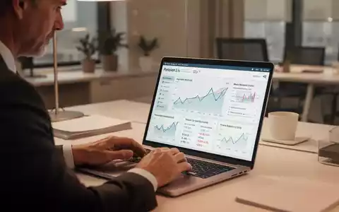 Ein älterer Arbeitnehmer blickt konzentriert auf ein digitales Renten-Dashboard an einem modernen Arbeitsplatz. - Foto: über boerse-global.de