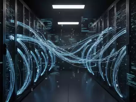 Digitale Datenströme und Glasfaserkabel in einem Serverraum als Symbol für die Fragmentierung von Cyber-Bedrohungen. - Foto: über boerse-global.de