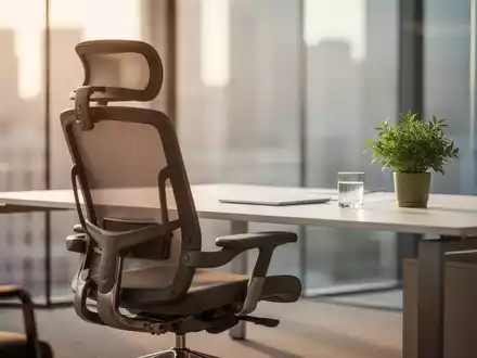 Ein minimalistischer, ruhiger Arbeitsplatz mit einer Pflanze und einem Glas Wasser in warmem Licht. - Foto: über boerse-global.de