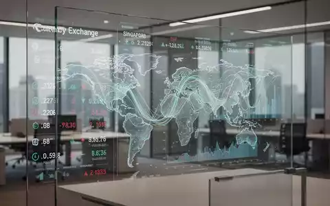 Digitale Oberfläche mit globalen Finanzhandelsdaten und transparenten Wechselkursen in einem modernen Büro. - Foto: über boerse-global.de