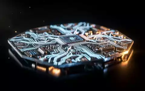 Ein beleuchteter Halbleiter-Wafer mit komplizierten Schaltkreisstrukturen vor einem dunklen, technologischen Hintergrund. - Foto: über boerse-global.de