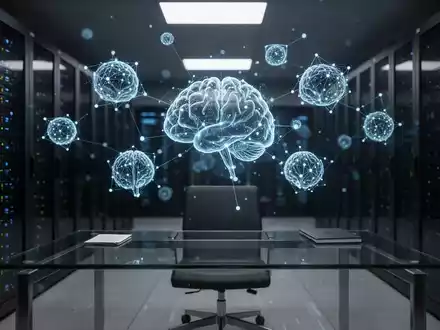 Digitale Visualisierung eines KI-gestützten Netzwerks in einem modernen Rechenzentrum als Symbol für IT-Sicherheit. - Foto: über boerse-global.de