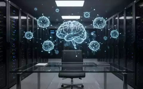 Digitale Visualisierung eines KI-gestützten Netzwerks in einem modernen Rechenzentrum als Symbol für IT-Sicherheit. - Foto: über boerse-global.de