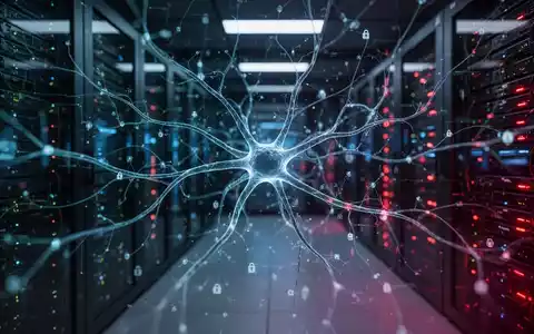 Abstraktes digitales neuronales Netzwerk in einem modernen Sicherheitszentrum als Symbol für KI-gestützte Cyber-Risiken. - Foto: über boerse-global.de