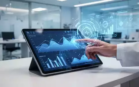 Ein digitales Tablet mit Gesundheitsdaten und einer holografischen Benutzeroberfläche in einer modernen Arztpraxis. - Foto: über boerse-global.de
