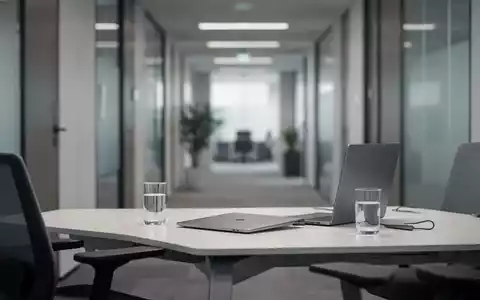 Ein moderner, aufgeräumter Arbeitsplatz mit Laptop und Wasserglas als Symbol für betriebliche Gesundheitsvorsorge. - Foto: über boerse-global.de