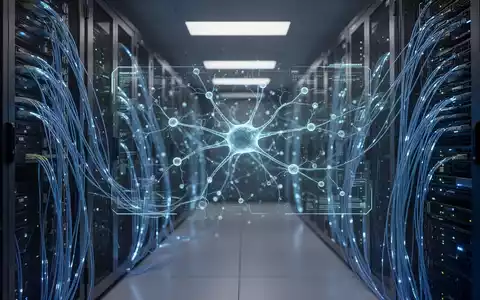 Hochmoderner Serverraum mit leuchtenden Datenkabeln und digitaler Schnittstelle für fortgeschrittene künstliche Intelligenz. - Foto: über boerse-global.de