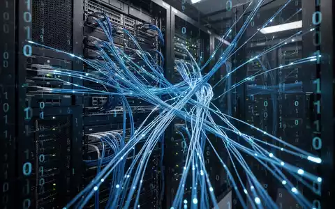 Digitale Visualisierung einer Serverinfrastruktur mit leuchtenden Datenströmen als Symbol für einen Cyberangriff. - Foto: über boerse-global.de