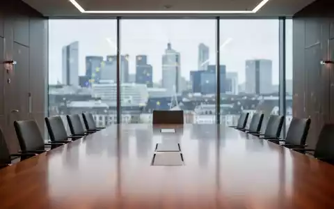 Moderner Konferenzraum in der Europäischen Zentralbank mit Blick auf die Skyline von Frankfurt. - Foto: über boerse-global.de