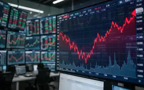 Digitale Kursanzeigen mit abfallenden roten Linien an einer Börse als Symbol für fallende Aktienkurse. - Foto: über boerse-global.de